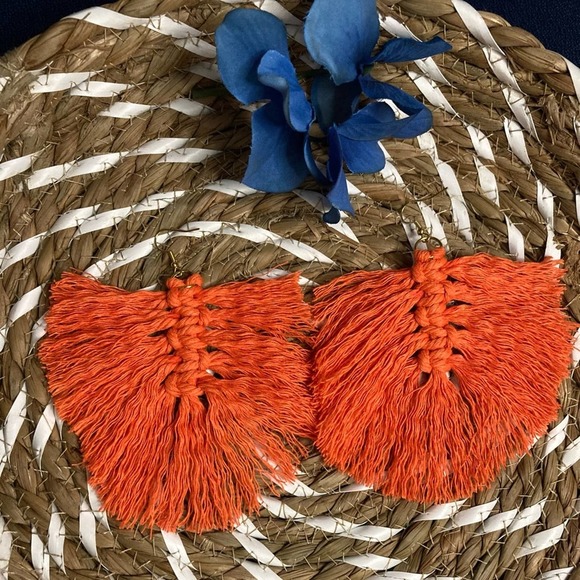 Handcrafted Macrame Feathered Earrings Multiple Colors - Picture 9 of 10
